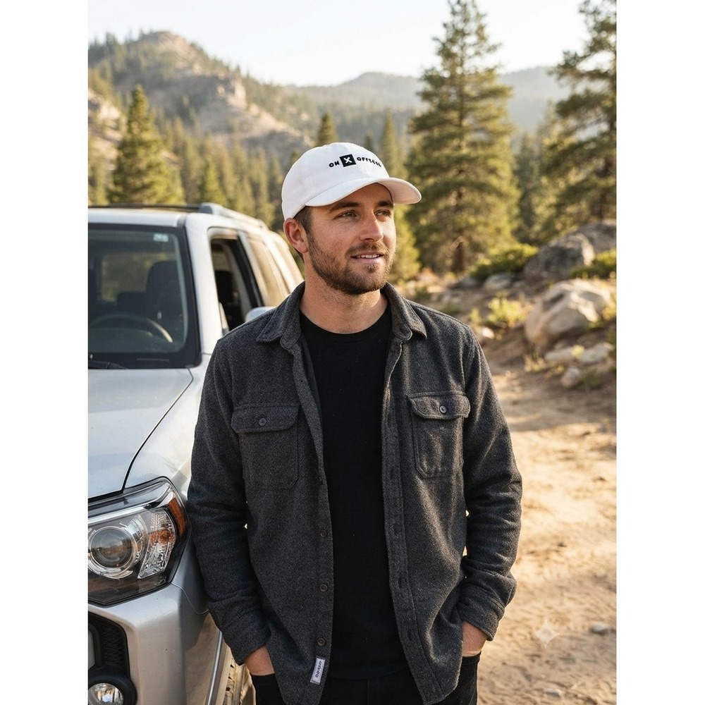 On X Offroad White Cap Adjustable Strapback Outdoor Gorpcore Dad Hat